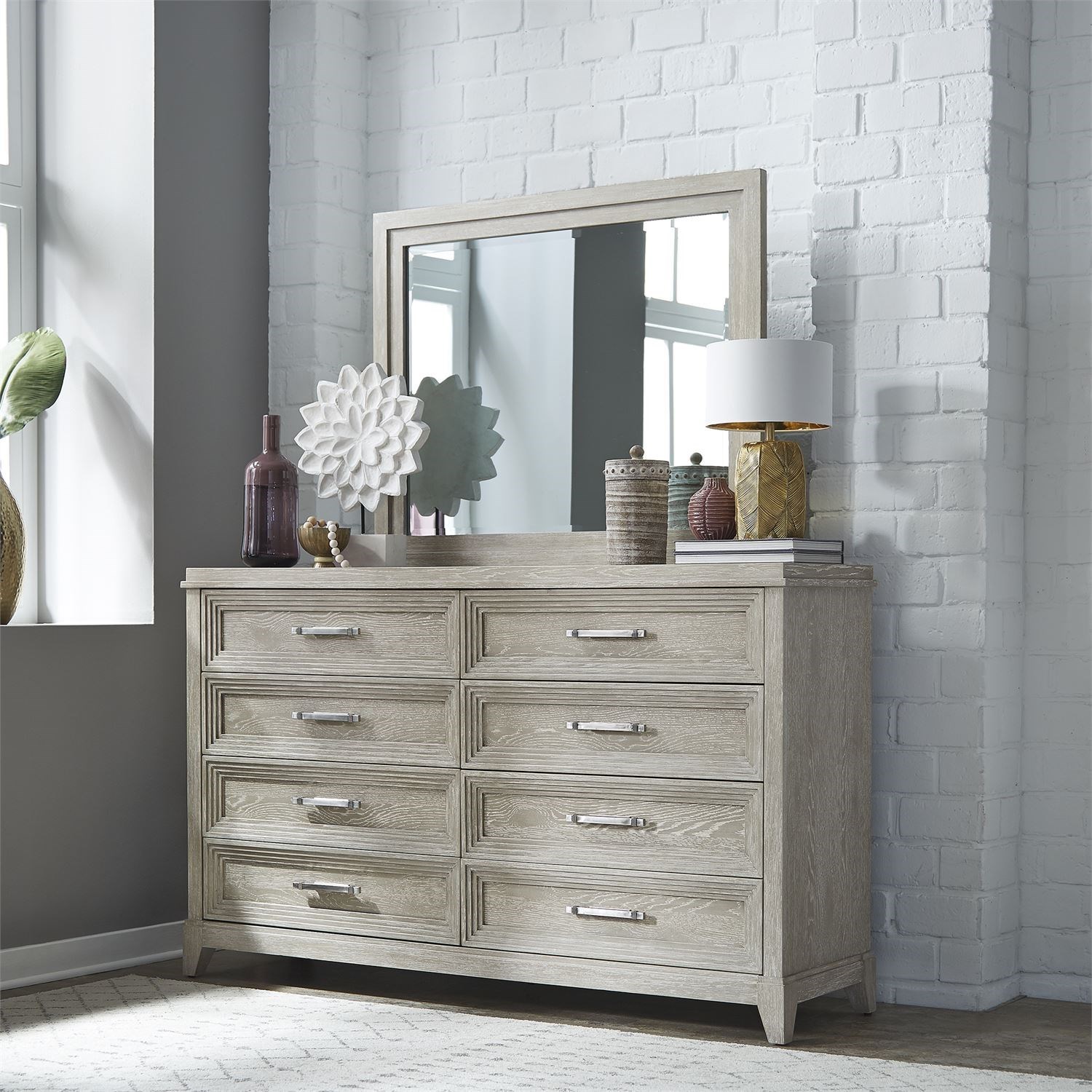 Libby Belmar Contemporary 8Drawer Dresser & Mirror Walker's
